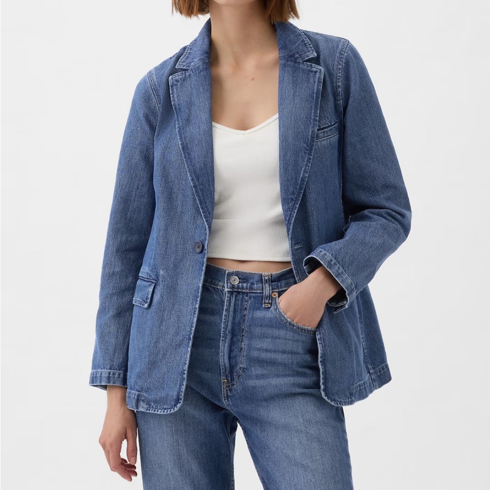 Gap Denim Blazer Medium Wash XS